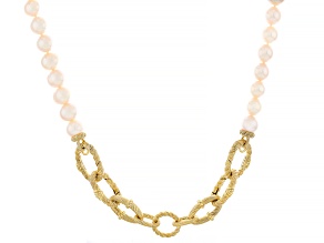 Judith Ripka Cultured Freshwater Pearl With Ruby Toggle 14k Gold Clad PN Colette Necklace