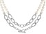 Judith Ripka Cultured Freshwater Pearl With Sapphire Rhodium Over Silver PN Colette Necklace 0.30ctw