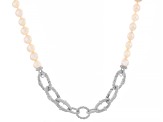 Judith Ripka Cultured Freshwater Pearl With Sapphire Rhodium Over Silver PN Colette Necklace 0.30ctw