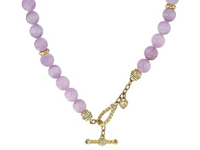 Judith Ripka Milky Kunzite & Multi-Gemstone 14k Gold Clad Casablanca Loop & Toggle Necklace 0.58ctw