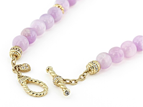Judith Ripka Milky Kunzite & Multi-Gemstone 14k Gold Clad Casablanca Loop & Toggle Necklace 0.58ctw