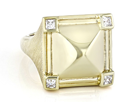 Judith Ripka Cubic Zirconia 14k Gold Clad Cairo Ring 0.54ctw