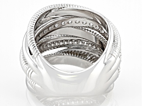 Judith Ripka Cubic Zirconia Rhodium Over Sterling Silver Jubilee 7 Band Highway Ring 1.53ctw