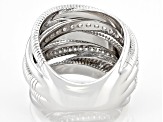 Judith Ripka Cubic Zirconia Rhodium Over Sterling Silver Jubilee 7 Band Highway Ring 1.53ctw