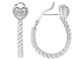 Judith Ripka Cubic Zirconia Rhodium Over Sterling Silver Romance Heart Hoop Earrings 0.54ctw
