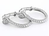 Judith Ripka Cubic Zirconia Rhodium Over Sterling Silver Romance Heart Hoop Earrings 0.54ctw