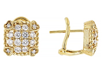Picture of Judith Ripka Cubic Zirconia 14k Gold Clad Olivia Pave Stud Earrings 1.20ctw