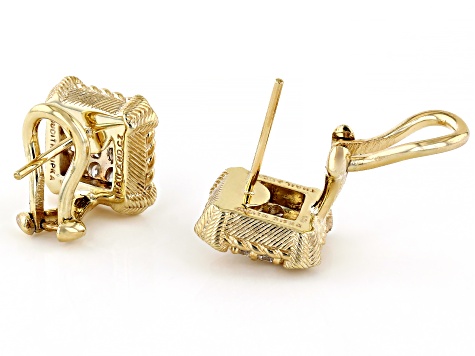 Judith Ripka Cubic Zirconia 14k Gold Clad Olivia Pave Stud Earrings 1.20ctw