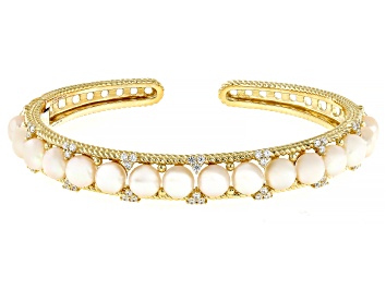 Picture of Judith Ripka Cultured Freshwater Pearl With Cubic Zirconia 14k Gold Clad Colette Bracelet 1.10ctw