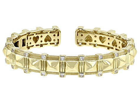 Judith Ripka Cubic Zirconia 14k Gold Clad Cairo Cuff Bracelet 2.87ctw