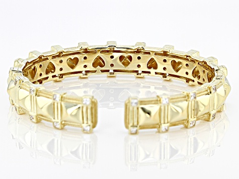 Judith Ripka Cubic Zirconia 14k Gold Clad Cairo Cuff Bracelet 2.87ctw