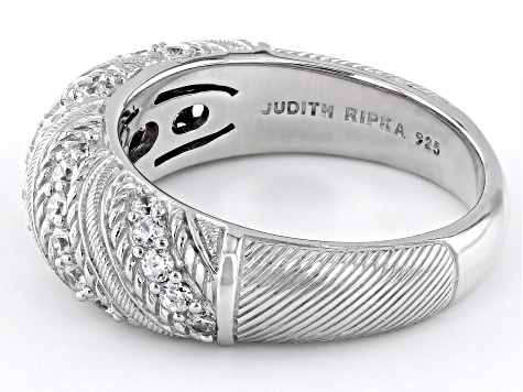Judith Ripka Haute Collection Cubic Zirconia Rhodium Over Sterling Silver Twist Band Ring 0.85ctw