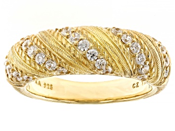Picture of Judith Ripka Haute Collection Cubic Zirconia 14k Gold Clad Twist Band Ring 0.85ctw