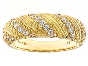 Judith Ripka Haute Collection Cubic Zirconia 14k Gold Clad Twist Band Ring 0.85ctw
