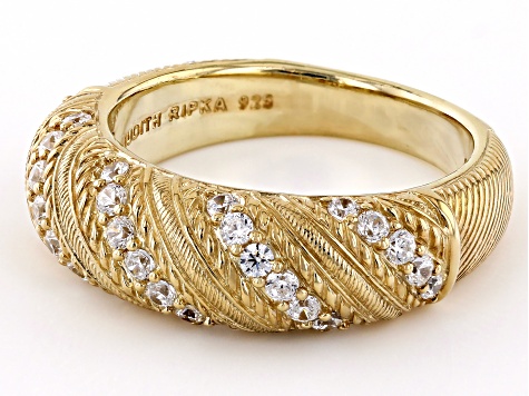 Judith Ripka Haute Collection Cubic Zirconia 14k Gold Clad Twist Band Ring 0.85ctw