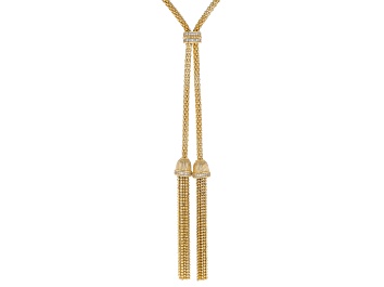 Picture of Judith Ripka Cubic Zirconia 14k Gold Clad 24" Popcorn Chain Verona Tassel Necklace 1.17ctw