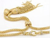 Judith Ripka Cubic Zirconia 14k Gold Clad 24" Popcorn Chain Verona Tassel Necklace 1.17ctw