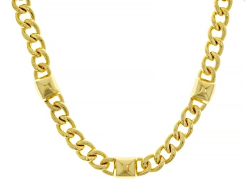 Picture of Judith Ripka Cubic Zirconia 14k Gold Clad Curb Link Cairo Necklace 0.17ctw