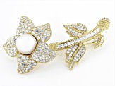 Judith Ripka Cultured Freshwater Pearl, Cubic Zirconia 14k Gold Clad Secret Garden Poppy Pin 8.50ctw