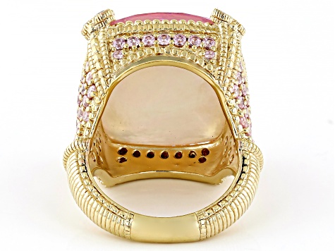 Judith Ripka Mother-Of-Pearl Doublet With Cubic Zirconia 14k Gold Clad Monaco Ring 2.50ctw
