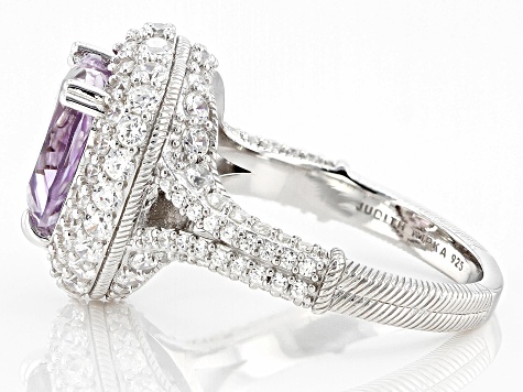 Judith Ripka Amethyst With Cubic Zirconia Rhodium Over Sterling Silver Romance Heart Ring 4.70ctw