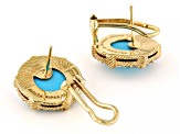 Judith Ripka 12mm Turquoise Simulant Doublet & Cubic Zirconia 14k Gold Clad Eclipse Earrings 1.26ctw