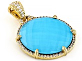 Judith Ripka Turquoise Simulant Doublet With Cubic Zirconia 14k Gold Clad Eclipse Enhancer 1.70ctw