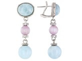 Judith Ripka Milky Aquamarine With Multi-Gemstone Rhodium Over Sterling Silver Casablanca Earrings