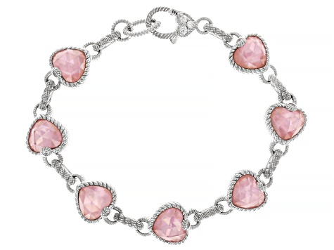 Judith Ripka Mother-of-Pearl Doublet With Cubic Zirconia Rhodium Over Romance Bracelet 0.45ctw