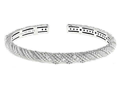 Judith Ripka Haute Collection Cubic Zirconia Rhodium Over Silver Twist Cuff Bracelet 0.90ctw