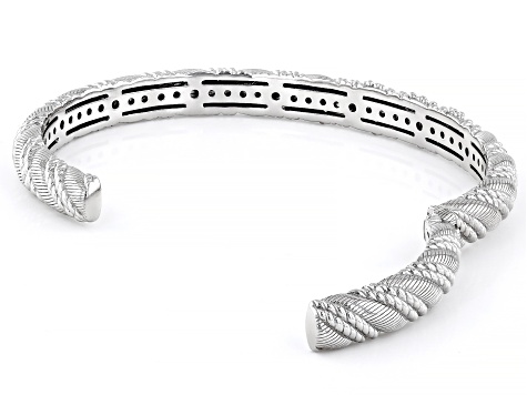 Judith Ripka Haute Collection Cubic Zirconia Rhodium Over Silver Twist Cuff Bracelet 0.90ctw