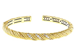 Judith Ripka Haute Collection Cubic Zirconia 14k Gold Clad Twist Cuff Bracelet 0.90ctw