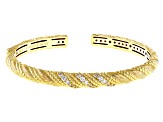 Judith Ripka Haute Collection Cubic Zirconia 14k Gold Clad Twist Cuff Bracelet 0.90ctw