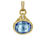 Judith Ripka Lab Created Blue Quartz & Cubic Zirconia 14k Gold Clad Loopty Loo Enhancer 9.61ctw