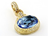 Judith Ripka Lab Created Blue Quartz & Cubic Zirconia 14k Gold Clad Loopty Loo Enhancer 9.61ctw