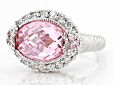 Judith Ripka Pink & White Cubic Zirconia Rhodium Over Sterling Silver Romance Ring 13.75ctw