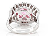 Judith Ripka Pink & White Cubic Zirconia Rhodium Over Sterling Silver Romance Ring 13.75ctw