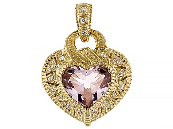 Judith Ripka Pink Amethyst With Cubic Zirconia 14k Gold Clad