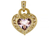 Judith Ripka Pink Amethyst With Cubic Zirconia 14k Gold Clad Estate Heart Pendant 4.19ctw