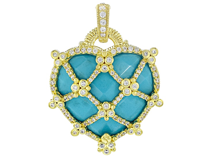 Judith Ripka Turquoise Simulant & Cubic Zirconia 14k Gold Clad