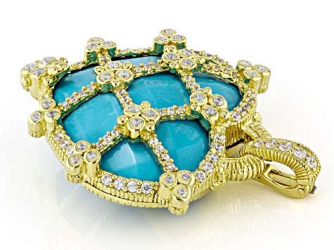 Judith Ripka Turquoise Simulant & Cubic Zirconia 14k Gold Clad