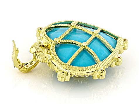 Judith Ripka Turquoise Simulant & Cubic Zirconia 14k Gold Clad