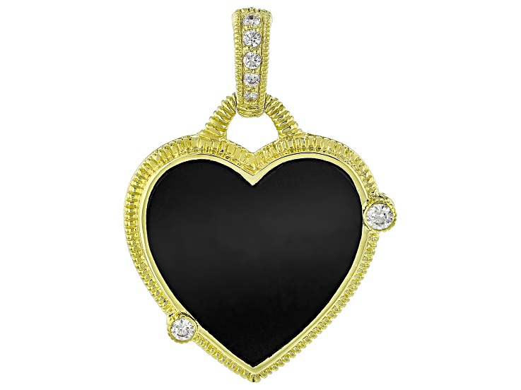 Judith Ripka Black Onyx With Cubic Zirconia 14k Gold Clad Romance