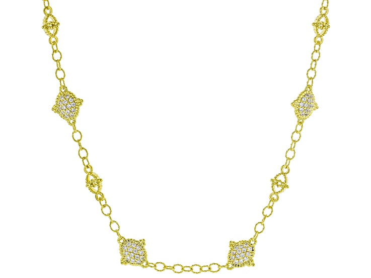 Judith Ripka Cubic Zirconia 14k Gold Clad Arielle Station Necklace