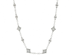 Judith Ripka Cubic Zirconia Rhodium Over Sterling Silver Arielle Station Necklace 2.23ctw