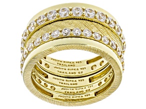 Judith Ripka  Haute Collection Cubic Zirconia 14k Gold Clad Stack Ring Set of 5, 4.00ctw