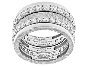 Judith Ripka Haute Collection Cubic Zirconia Rhodium Over Silver Stack Ring Set of 5, 4.00ctw