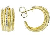 Judith Ripka Cubic Zirconia 14k Gold Clad Jubilee Highway Hoop Earrings 1.00ctw