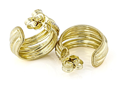 Judith Ripka Cubic Zirconia 14k Gold Clad Jubilee Highway Hoop Earrings 1.00ctw