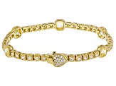 Judith Ripka Haute Collection Asscher Cut Canary/White Cubic Zirconia 14k Gold Clad Bracelet 6.80ctw